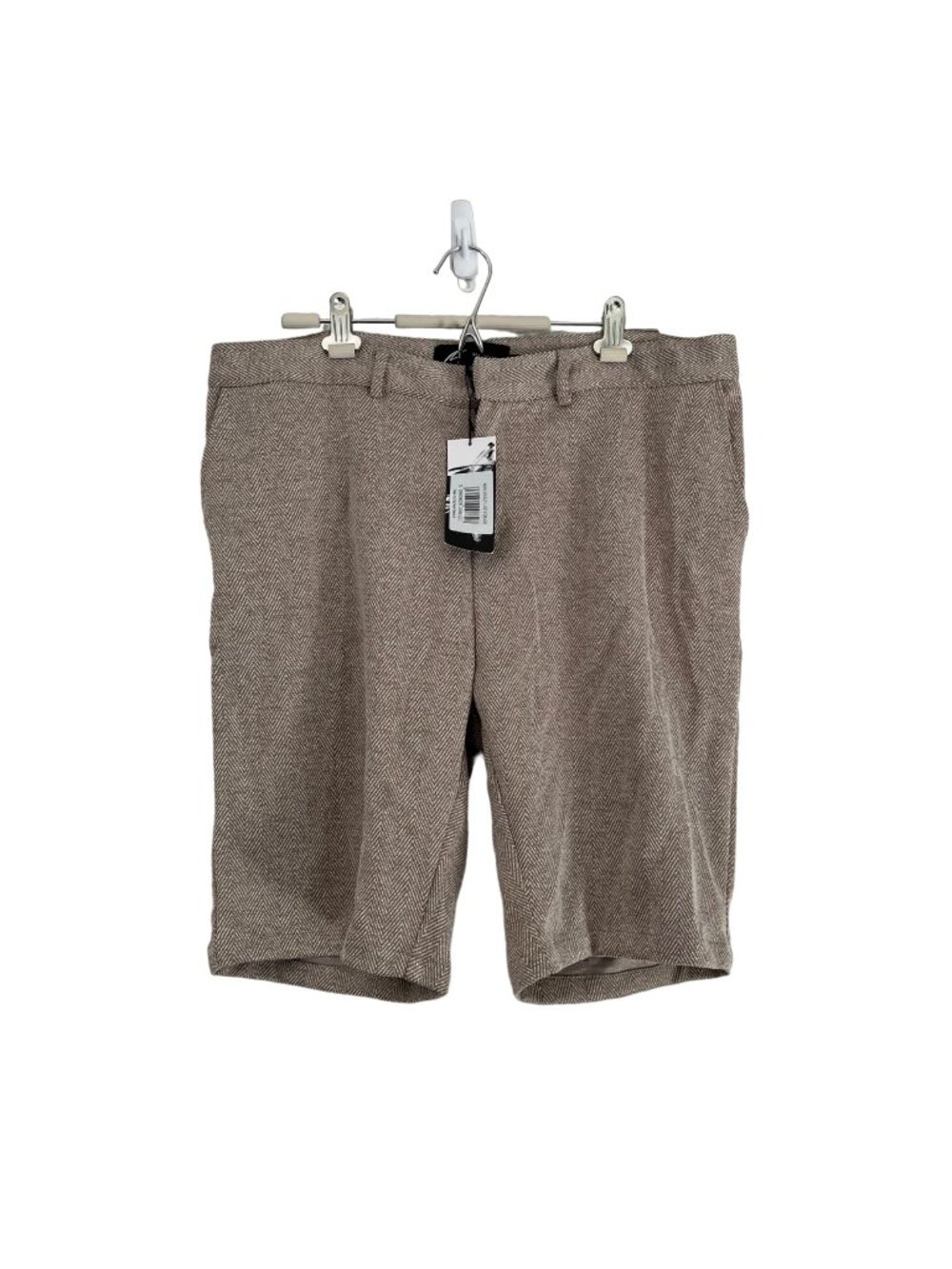 Mauvais Mens Taupe Zig Zag Textured Smart Flat Front Chino Shorts Size 40 NEW